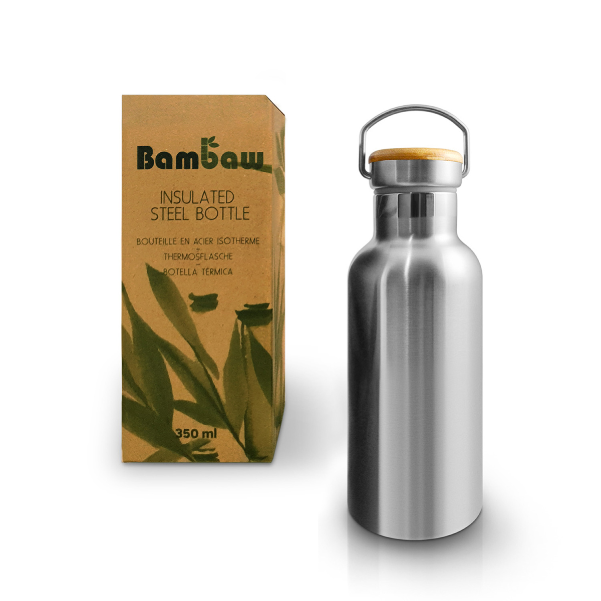 ACCaw-04 Bambaw 350ml Termos Sticlă din Oțel Inoxidabil păstrează Rece pentru 24h și Fierbinte pentru 12h – BPA free