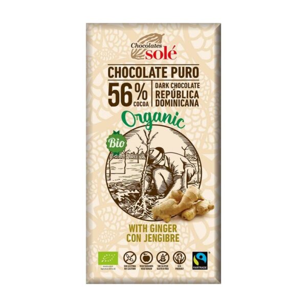Sole Ciocolată 56% Cacao Și Ghimbir Bio